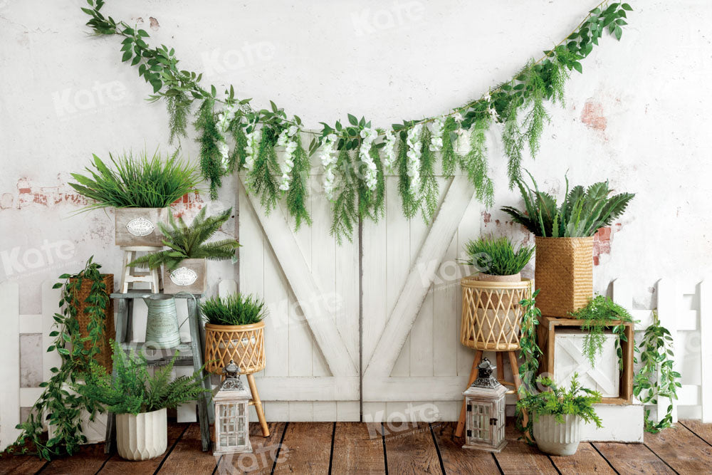 Kate Spring Easter Backdrop Green Plants Door Designed by Emetselch - Kate Backdrop AU