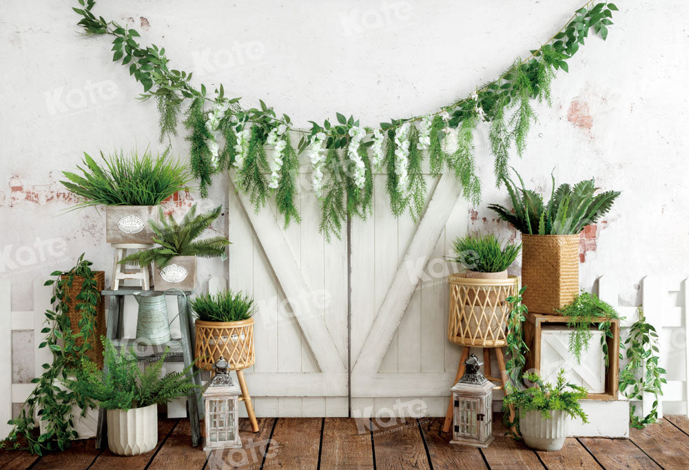 Kate Spring Easter Backdrop Green Plants Door Designed by Emetselch - Kate Backdrop AU