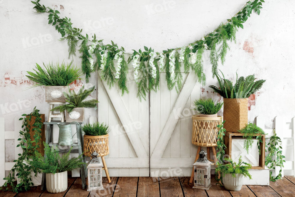 Kate Spring Easter Backdrop Green Plants Door Designed by Emetselch - Kate Backdrop AU