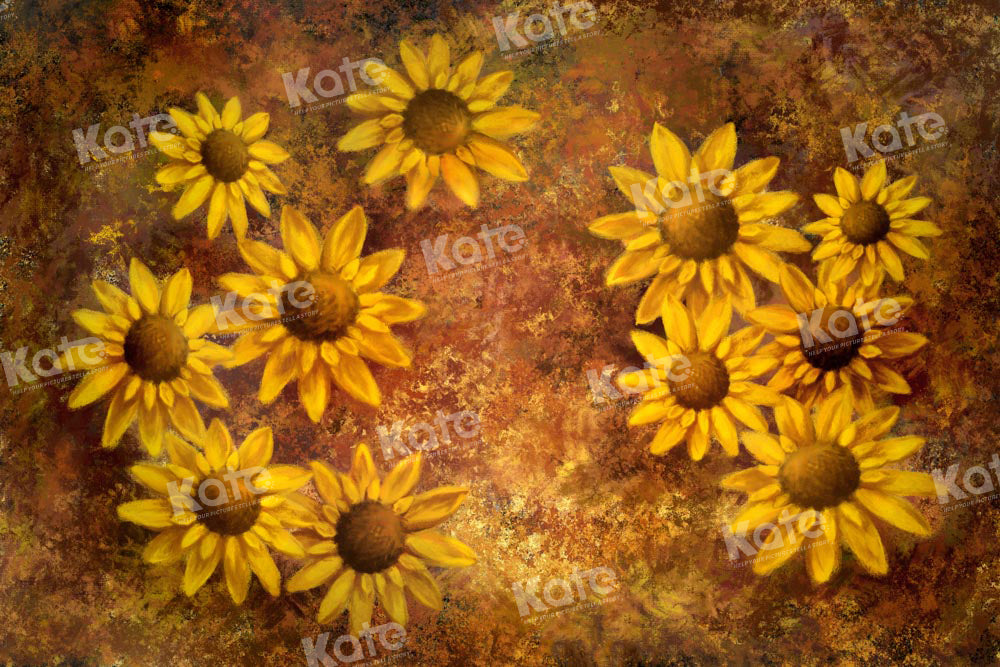 Kate Hand Drawn Sunflower Backdrop Retro Designed by GQ