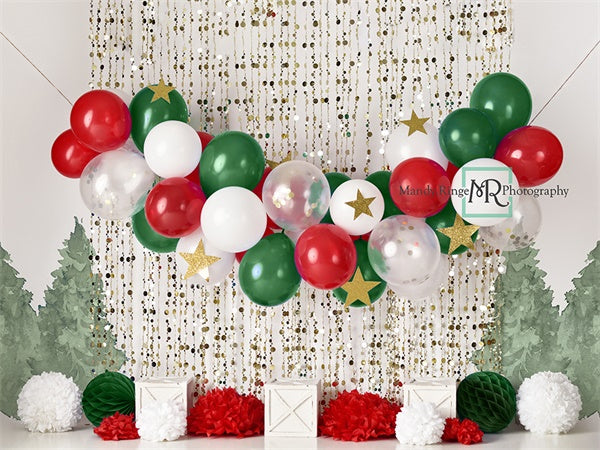 Kate Holiday Party Backdrop Balloon Cake Smash Designed by Mandy Ringe Photography