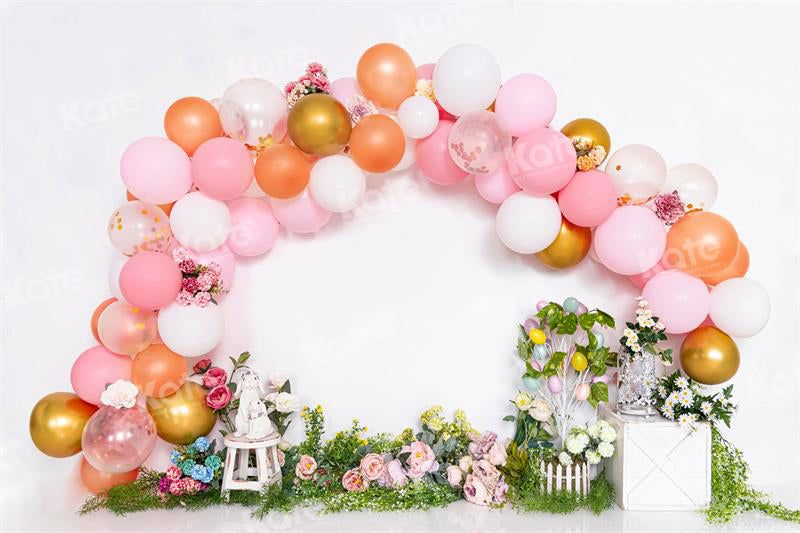 Kate Spring Easter Floral Balloons Backdrop for Photography