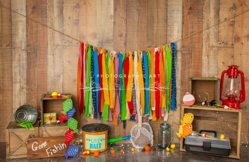 Kate Gone Fishing Backdrop for Photography Designed by Jenna Onyia - Kate Backdrop AU