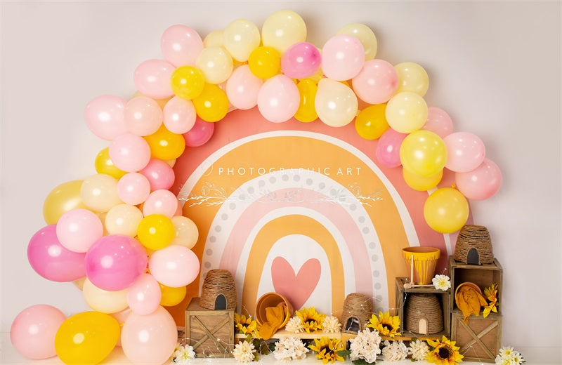 Kate Honey Rainbow Balloons Backdrop for Photography Designed by Jenna Onyia - Kate Backdrop AU