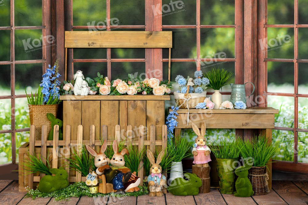 Kate Spring Backdrop Easter Bunny Window Designed by Emetselch