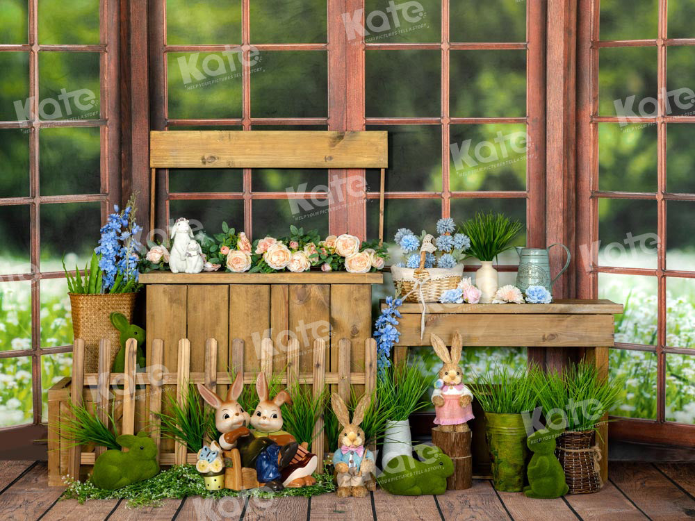 Kate Spring Backdrop Easter Bunny Window Designed by Emetselch - Kate Backdrop AU