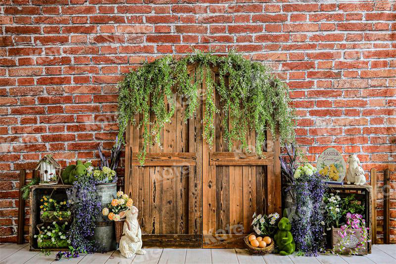 Kate Spring/Easter Barn Door Backdrop Brick Wall for Photography - Kate Backdrop AU