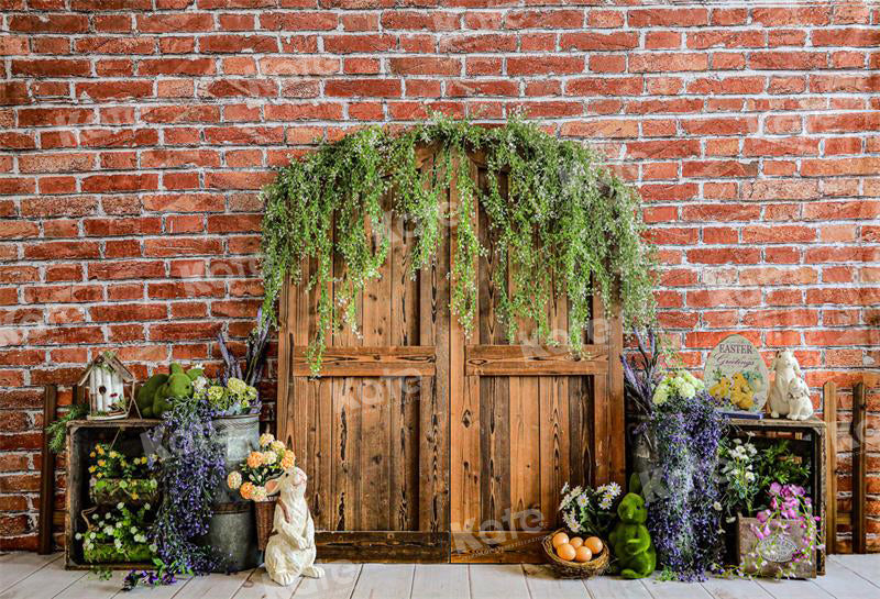 Kate Spring/Easter Barn Door Backdrop Brick Wall for Photography - Kate Backdrop AU