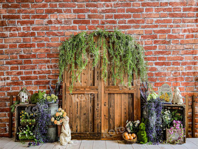 Kate Spring/Easter Barn Door Backdrop Brick Wall for Photography - Kate Backdrop AU