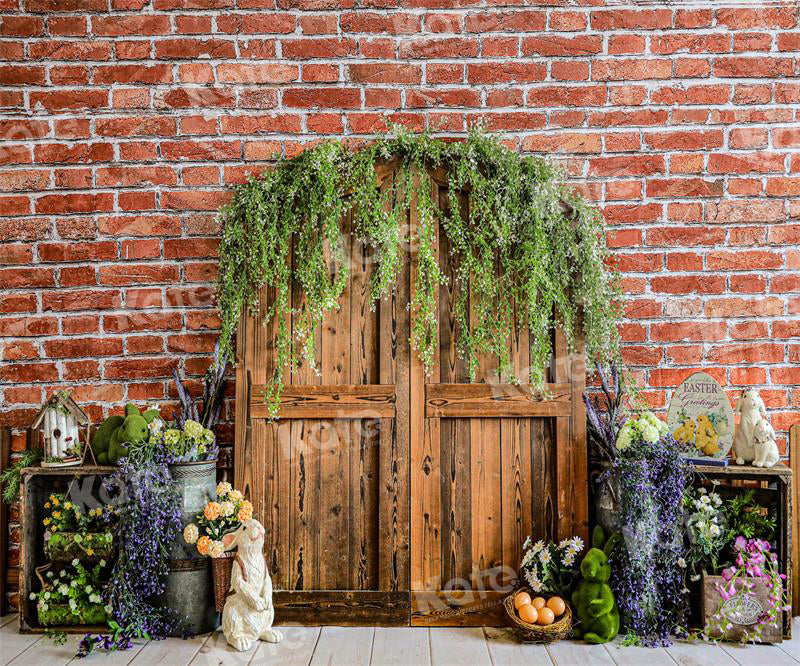 Kate Spring/Easter Barn Door Backdrop Brick Wall for Photography - Kate Backdrop AU