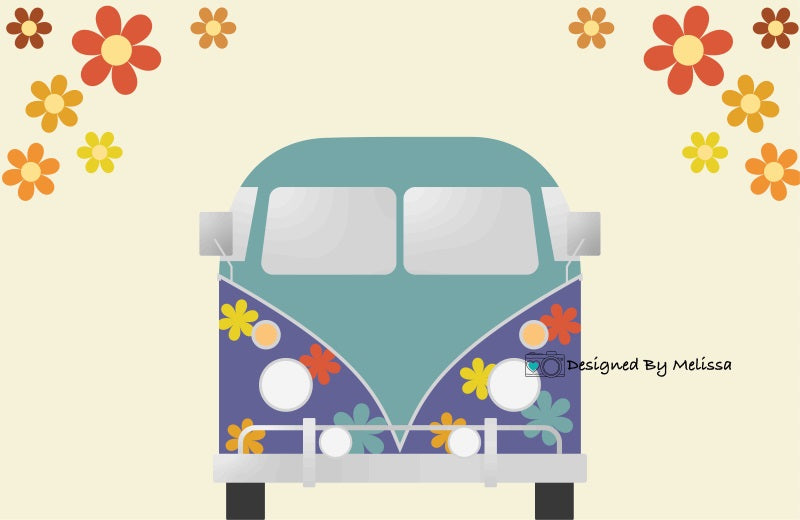 Kate Blue Flower Van Backdrop Designed by Melissa King - Kate Backdrop AU