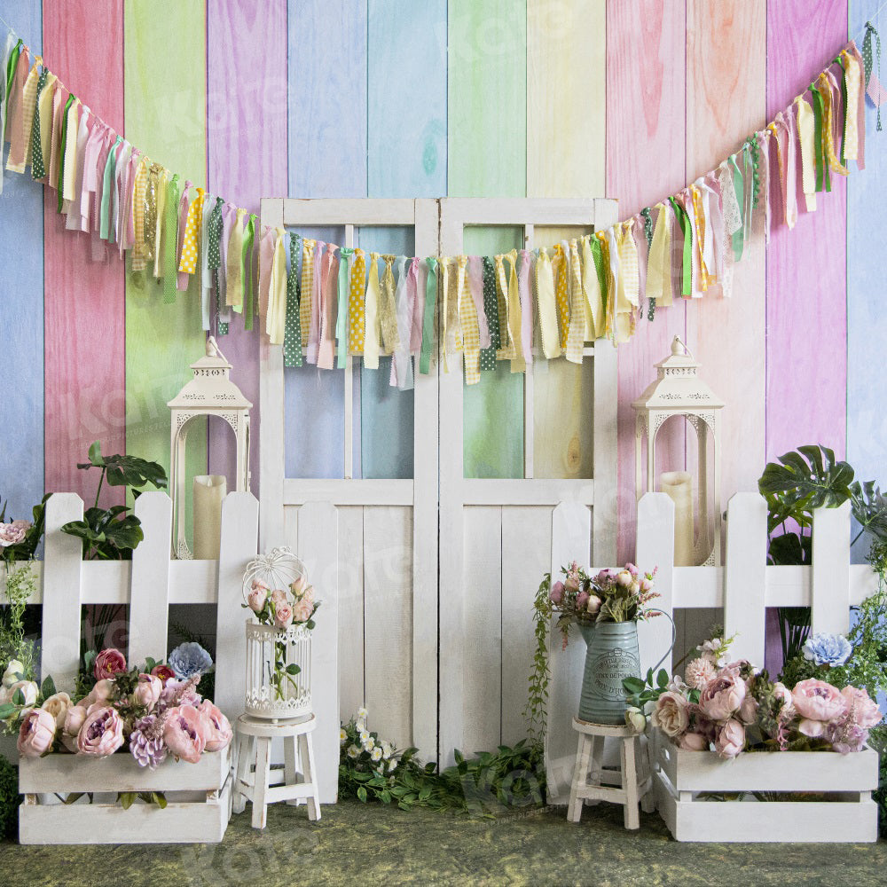 Kate Color Stripes Backdrop Spring Flower White for Photography - Kate Backdrop AU