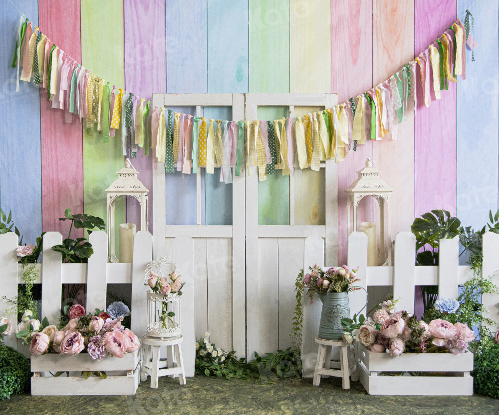 Kate Color Stripes Backdrop Spring Flower White for Photography - Kate Backdrop AU
