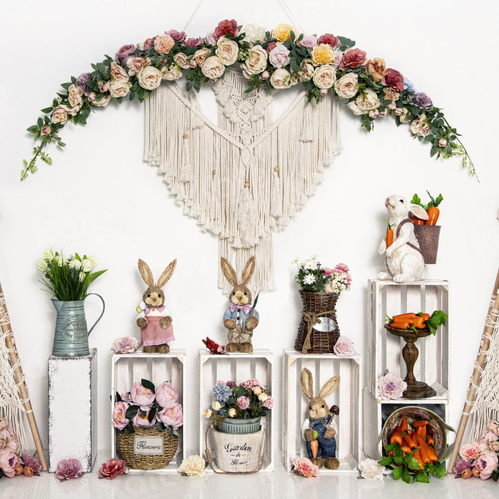 Kate Easter Bunny Backdrop Spring Wreath for Photography - Kate Backdrop AU