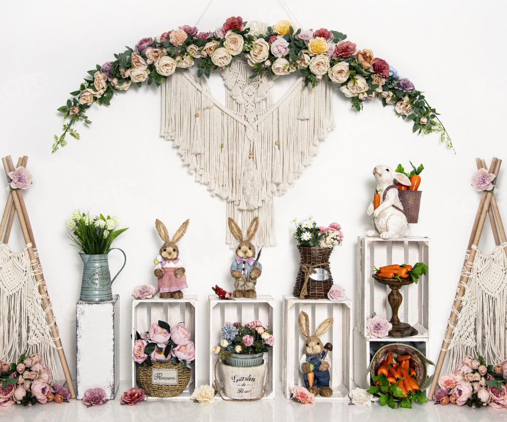 Kate Easter Bunny Backdrop Spring Wreath for Photography - Kate Backdrop AU