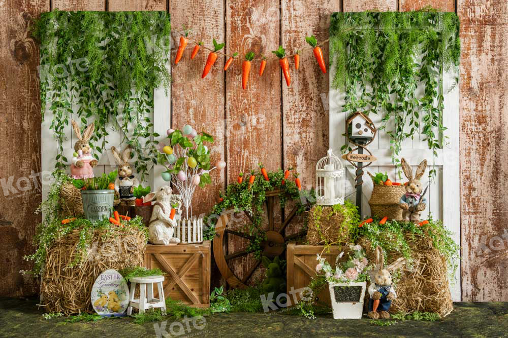 Kate Easter Bunny Backdrop Spring Wood Designed by Emetselch