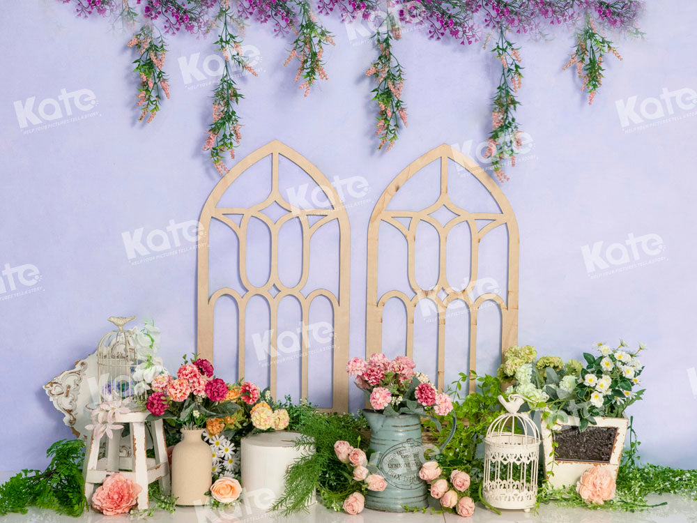 Kate Purple Spring Backdrop Flower Cake Smash Designed by Emetselch - Kate Backdrop AU