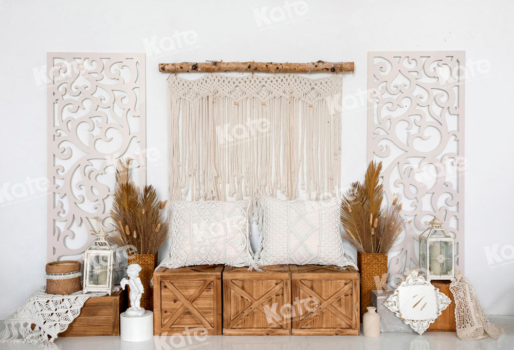 Kate Boho Tapestry Backdrop Pillow Wood Designed by Emetselch - Kate Backdrop AU