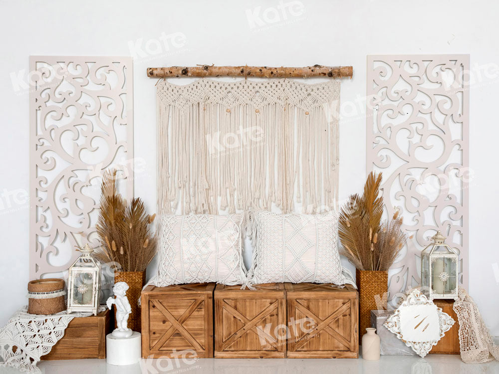 Kate Boho Tapestry Backdrop Pillow Wood Designed by Emetselch