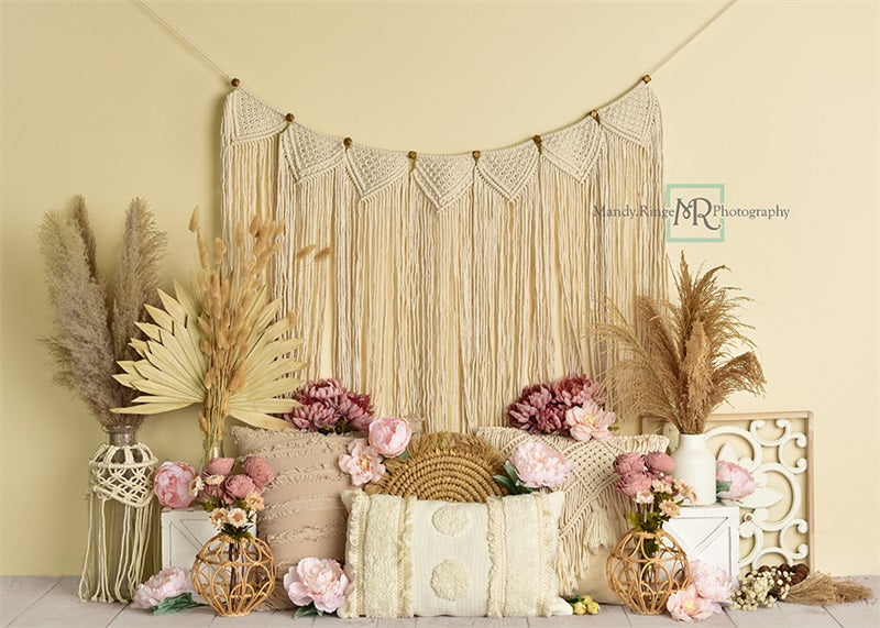 Kate Floral Boho Macrame Backdrop Designed by Mandy Ringe Photography - Kate Backdrop AU
