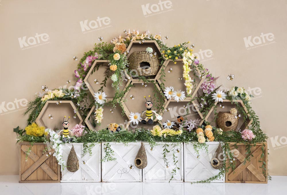 Kate Honeycomb Garden Backdrop Cake Smash Designed by Emetselch - Kate Backdrop AU