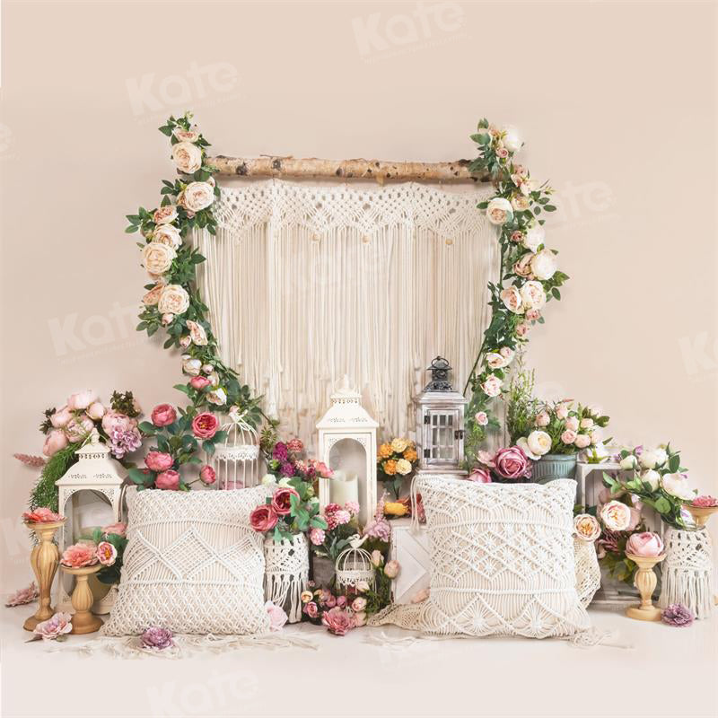 Kate Boho Valentine's Day Backdrop Flower Pillow for Photography - Kate Backdrop AU