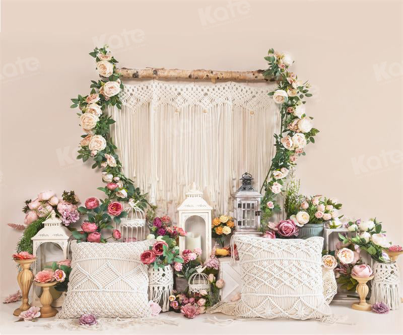 Kate Boho Valentine's Day Backdrop Flower Pillow for Photography - Kate Backdrop AU