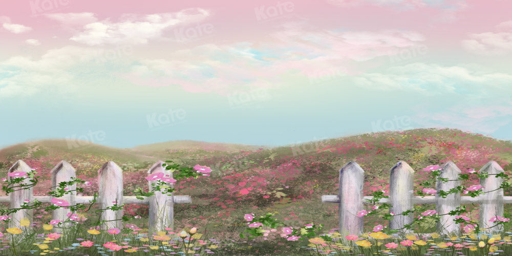 Kate Spring Flowers Backdrop Sky Small Hill Designed by GQ