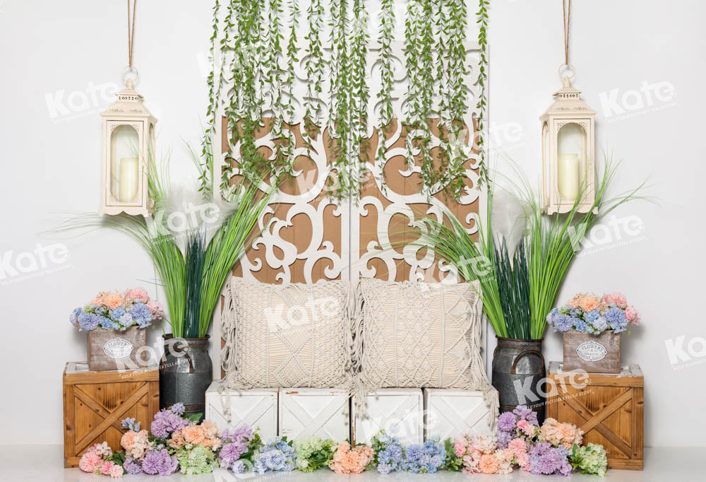 Kate Spring Flowers Backdrop Pillow Designed by Emetselch