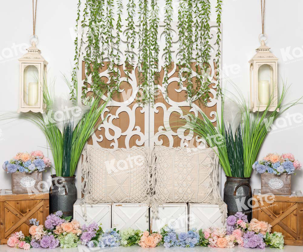 Kate Spring Flowers Backdrop Pillow Designed by Emetselch