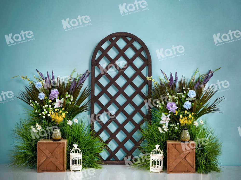 Kate Spring Backdrop Green Wall Flowers Plants Designed by Emetselch
