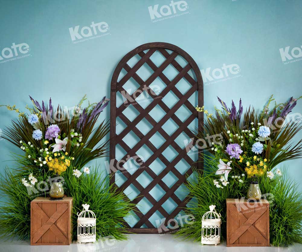 Kate Spring Backdrop Green Wall Flowers Plants Designed by Emetselch