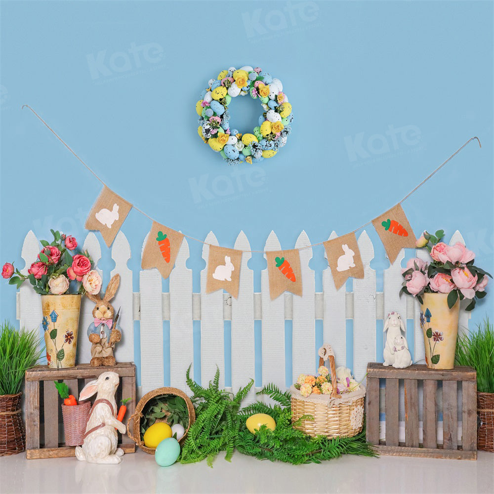 Kate Spring/Easter Bunny Egg Backdrop Fence for Photography