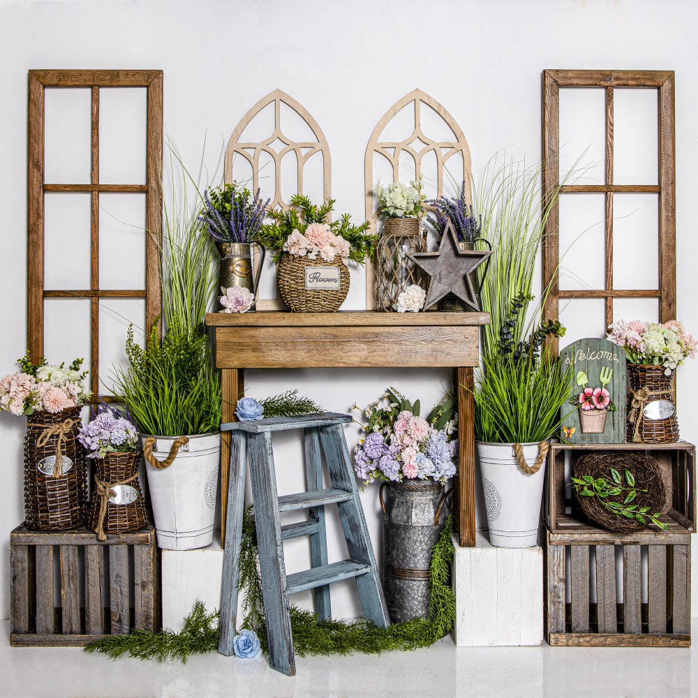 Kate Spring/Easter Backdrop Green Plants Flower for Photography - Kate Backdrop AU