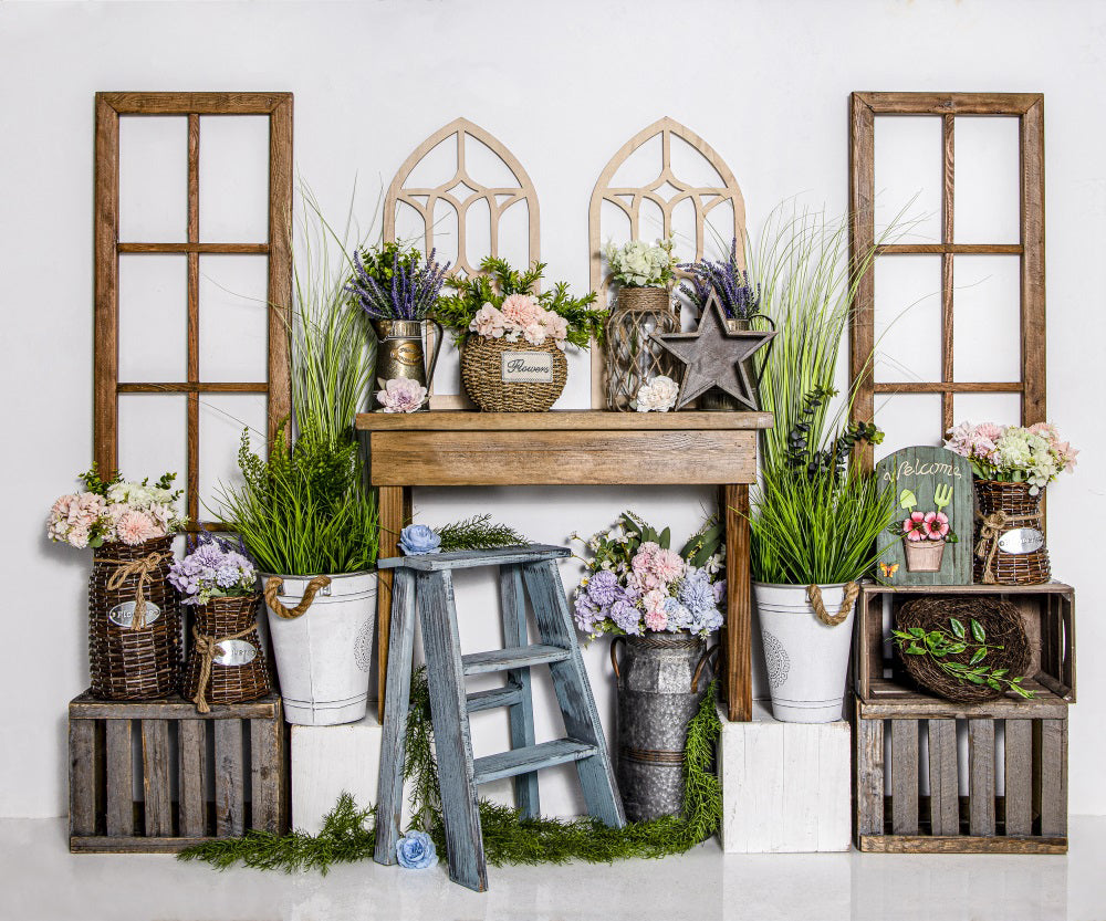 Kate Spring/Easter Backdrop Green Plants Flower for Photography - Kate Backdrop AU