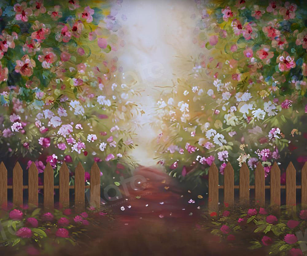 Kate Secret Garden Backdrop Fence Flower Spring Path for Photography - Kate Backdrop AU