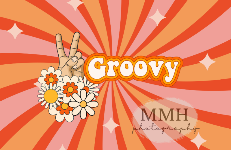 Kate 2 Groovy Backdrop 2nd Birthday Peace Flower Designed by Melissa McCraw-Hummer - Kate Backdrop AU