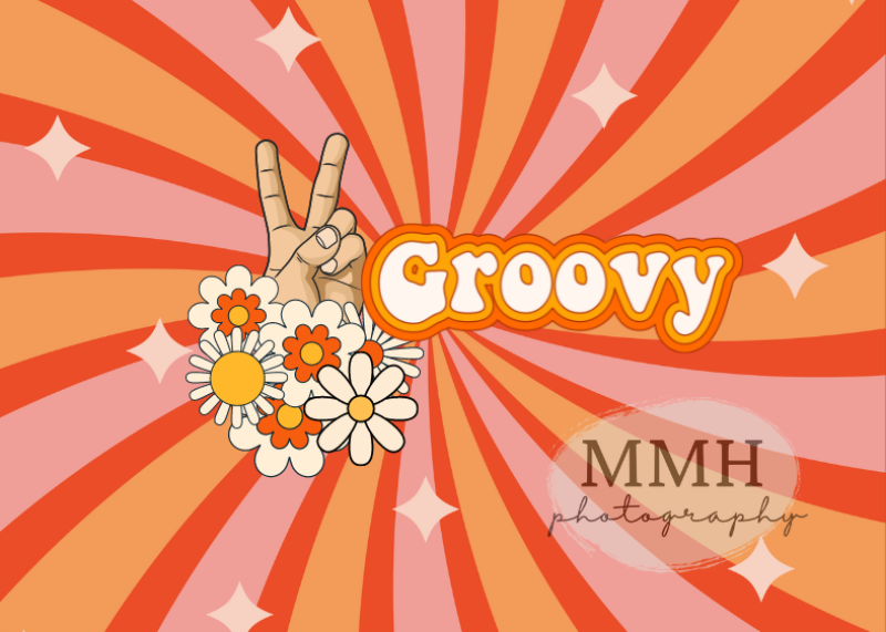 Kate 2 Groovy Backdrop 2nd Birthday Peace Flower Designed by Melissa McCraw-Hummer - Kate Backdrop AU