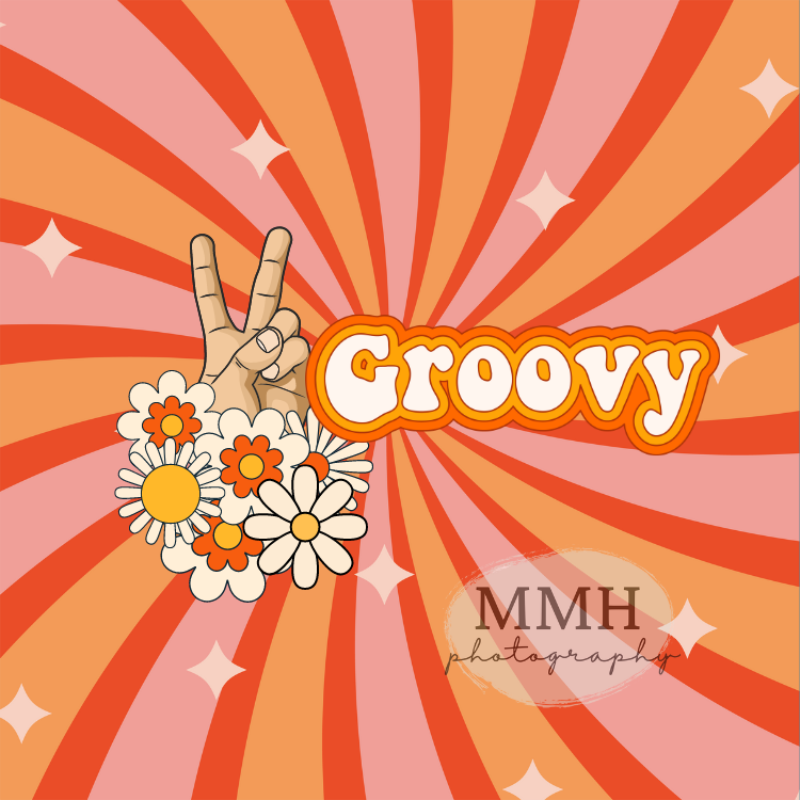 Kate 2 Groovy Backdrop 2nd Birthday Peace Flower Designed by Melissa McCraw-Hummer - Kate Backdrop AU