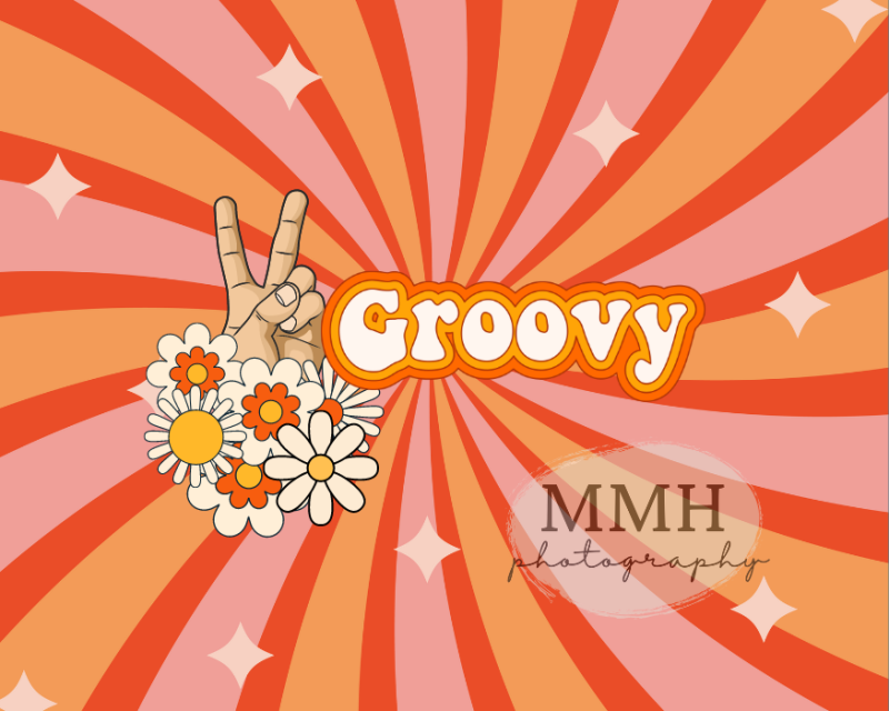Kate 2 Groovy Backdrop 2nd Birthday Peace Flower Designed by Melissa McCraw-Hummer - Kate Backdrop AU