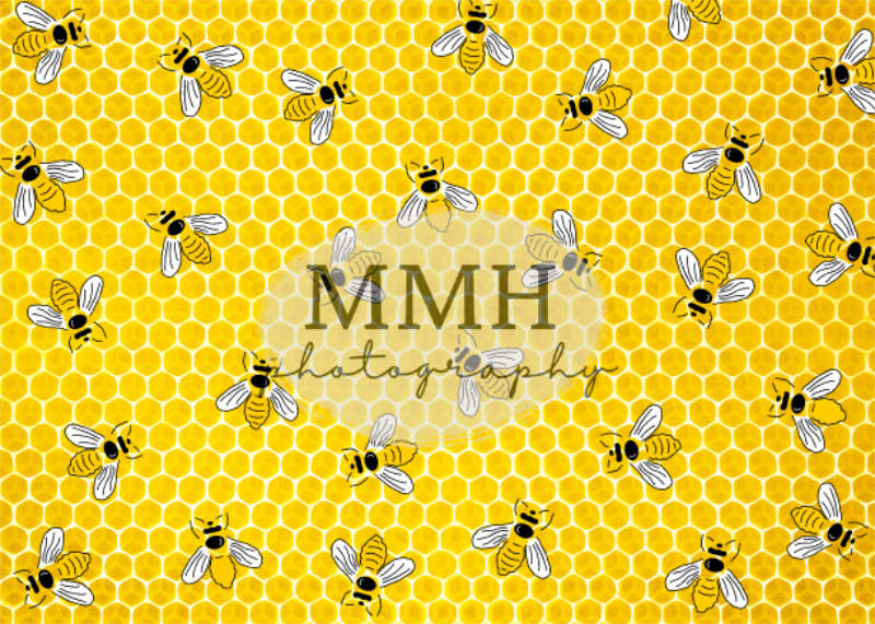 Kate Yellow Bee Pattern Backdrop Designed by Melissa McCraw-Hummer