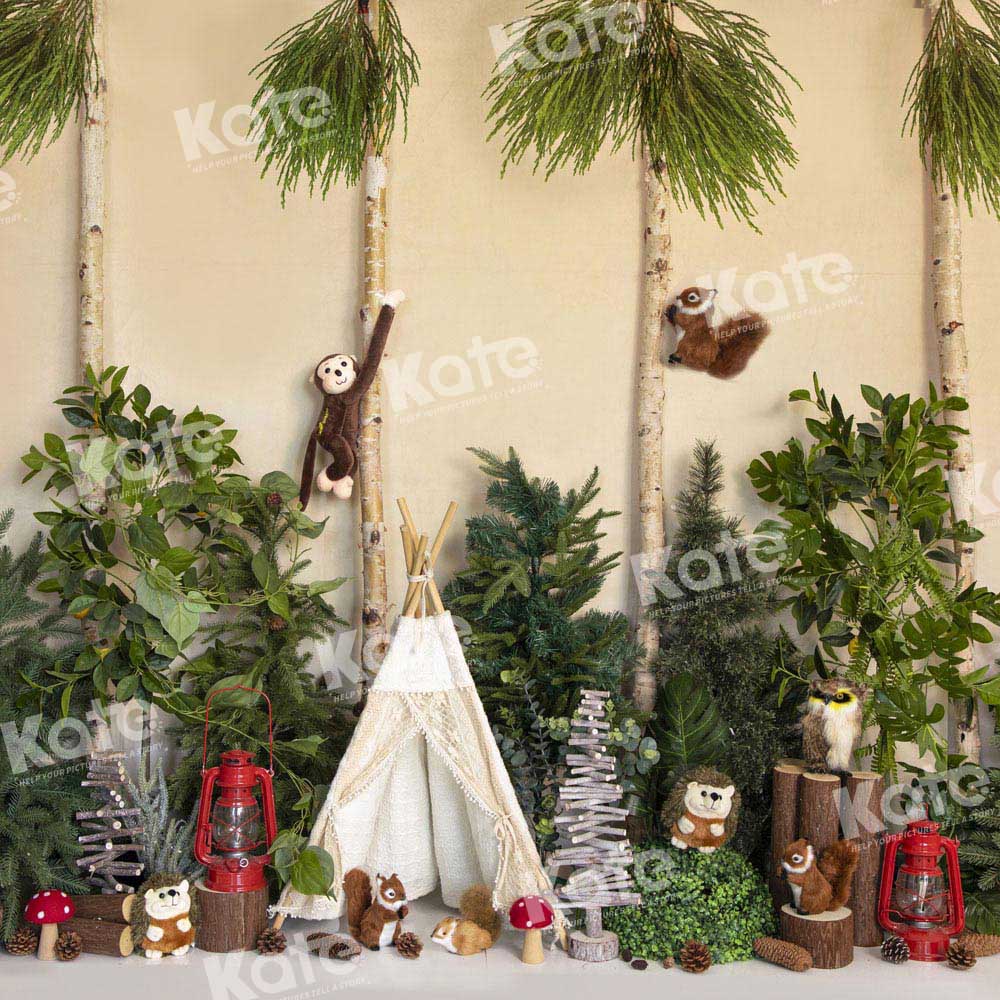Kate Balloon Forest Backdrop Monkey Wild Animal Camping Designed by Emetselch - Kate Backdrop AU