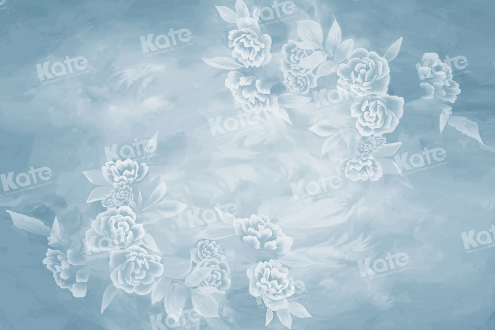 Kate Blue Backdrop Hand Drawn Floral Designed by GQ