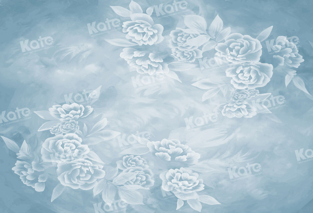 Kate Blue Backdrop Hand Drawn Floral Designed by GQ