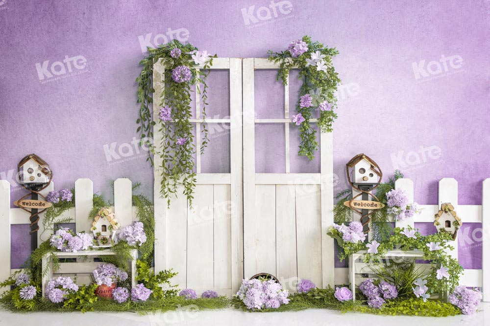 Kate Spring Flower Barn Door Backdrop Purple Eden Designed by Emetselch