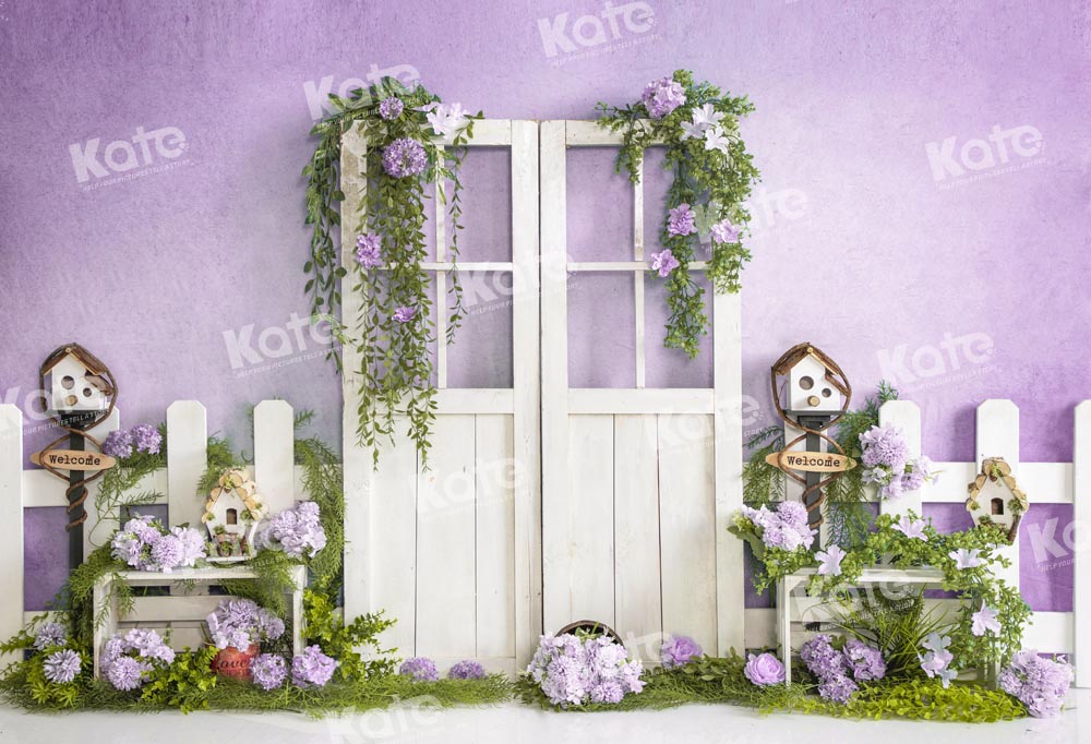 Kate Spring Flower Barn Door Backdrop Purple Eden Designed by Emetselch