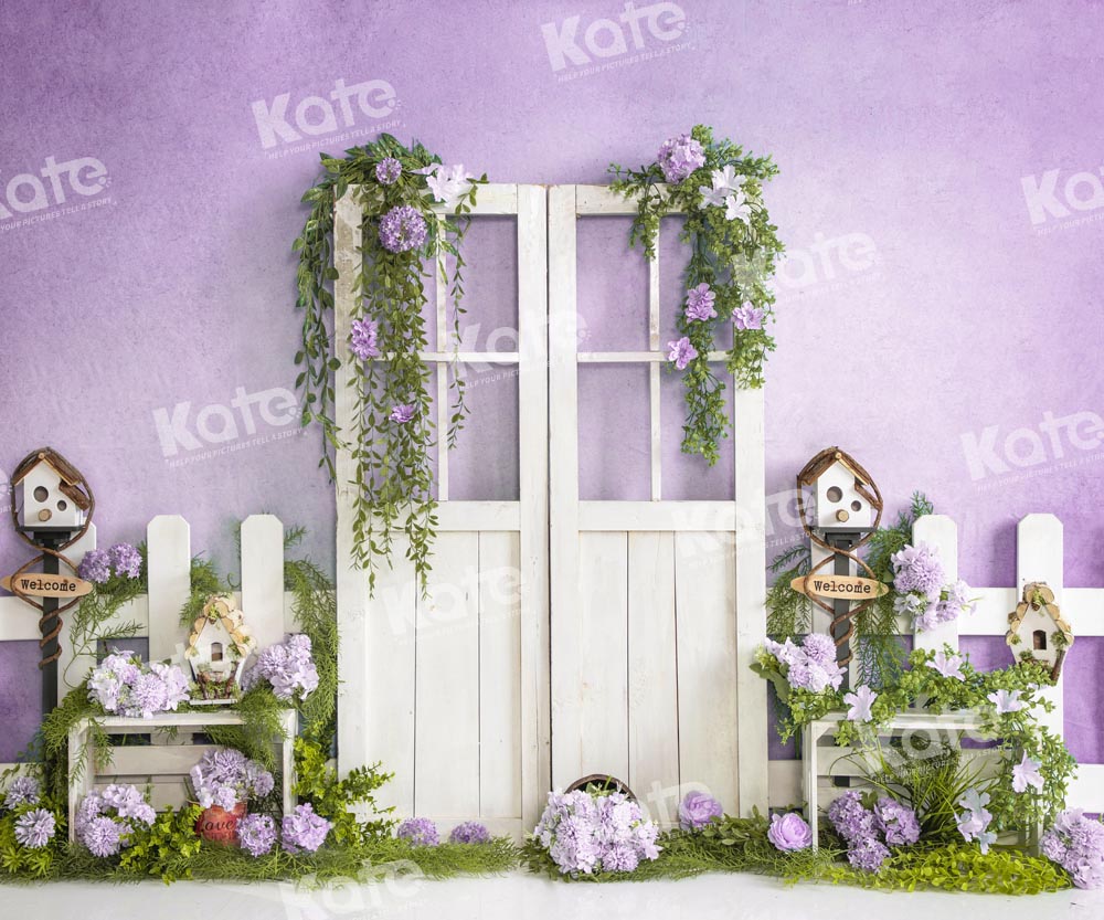 Kate Spring Flower Barn Door Backdrop Purple Eden Designed by Emetselch - Kate Backdrop AU