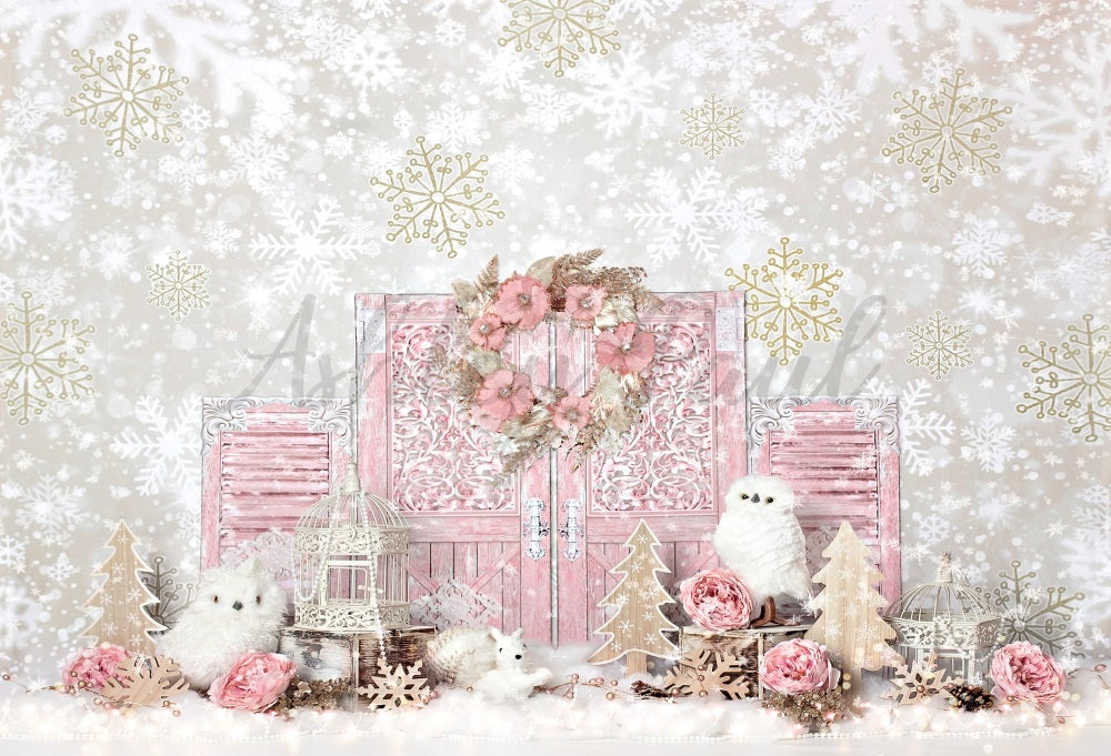 Kate Shabby Chic Winter Animals Backdrop Designed by Ashley Paul - Kate Backdrop AU