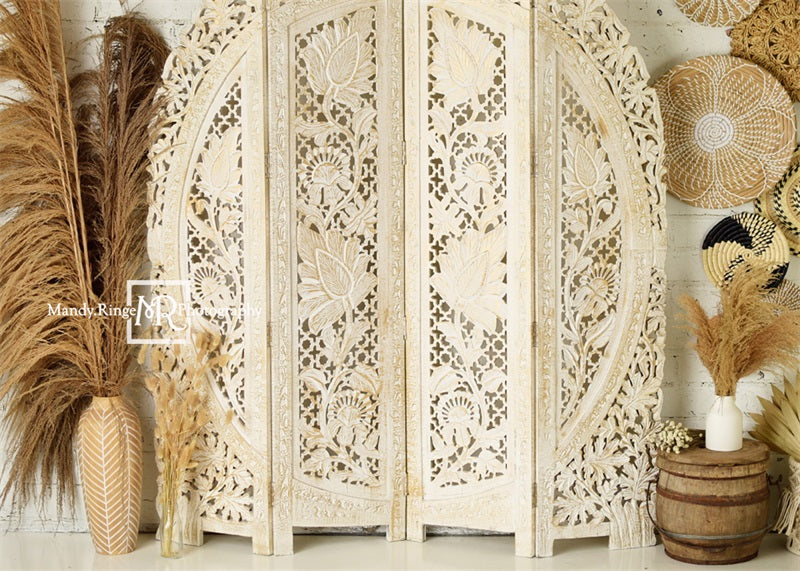 Kate Boho Screen with Pampas Grass Backdrop Designed by Mandy Ringe Photography - Kate Backdrop AU