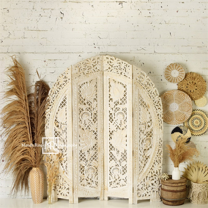 Kate Boho Screen with Pampas Grass Backdrop Designed by Mandy Ringe Photography - Kate Backdrop AU